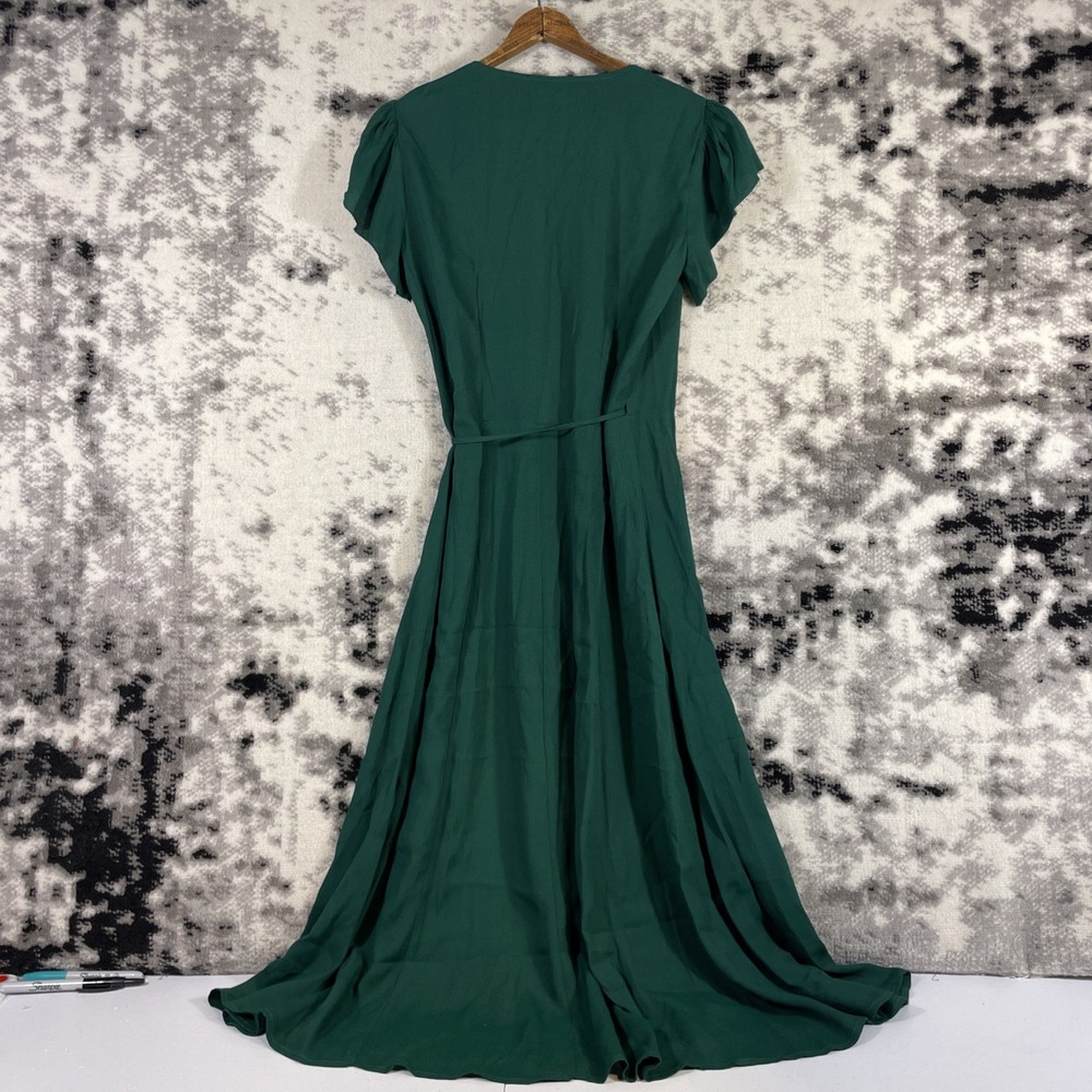 Reformation Augustina Plunge Dress Womens Size Small Green V-Neck - Picture 2 of 12